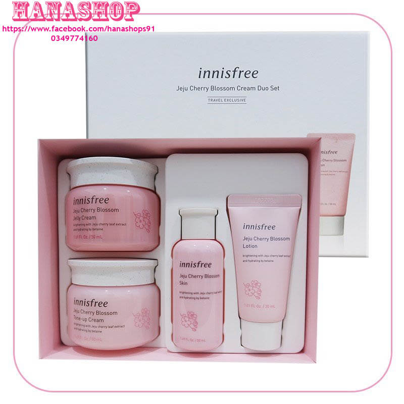 Bộ Dưỡng Sáng Da Và Dưỡng Ẩm Innisfree Jeju Cherry Blossom